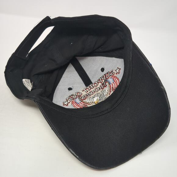 Support Our Troops U.S. Flag Strapback Baseball Cap Black OS Hi-Way Distributing - Picture 8 of 10